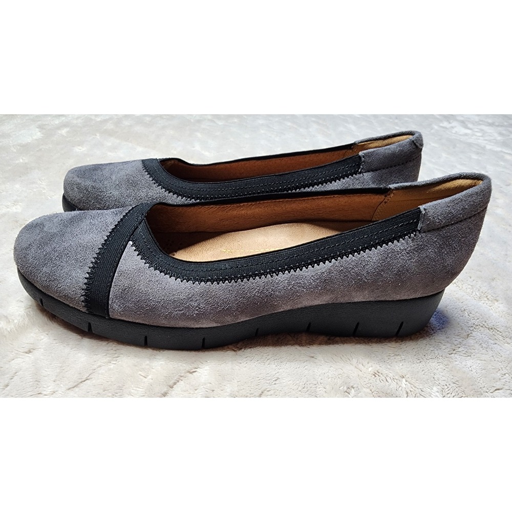 Clarks Artisan Daelyn Hill Grey Suede Wedge Shoes Womens 8.5 M
